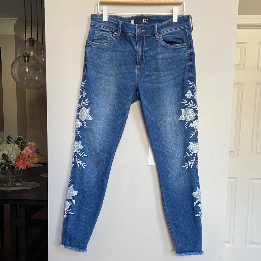 Kut‎ from the Kloth Connie Floral Blue Skinny Jeans